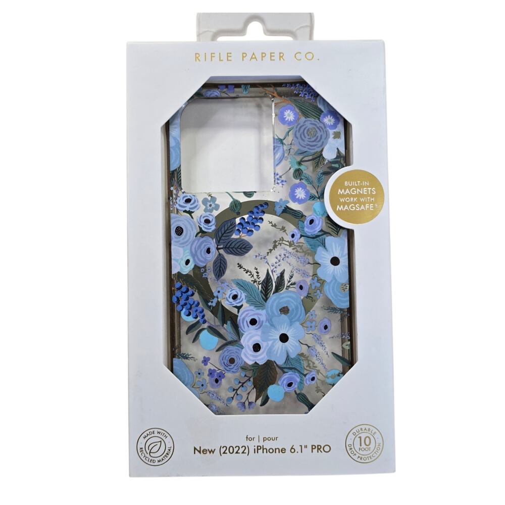 Floral Blue iPhone 6.1 Pro Phone Case with Magsafe Magnets